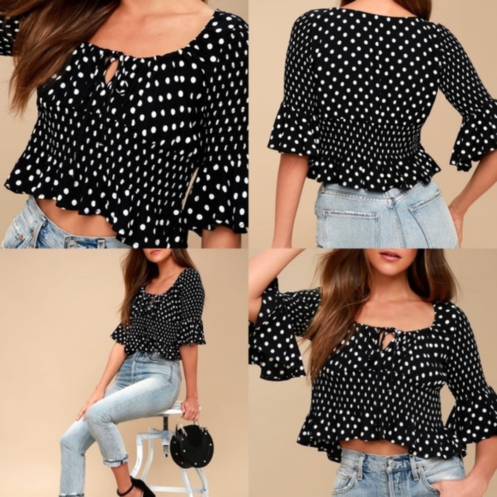 Free People A Bit of Something Polka Dot Blouse